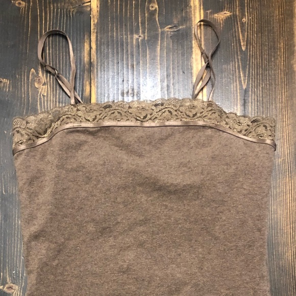 Express Brown Lace Trim Tank Top w/Built in Bra & Adjustable Straps SZ XS - Picture 5 of 6